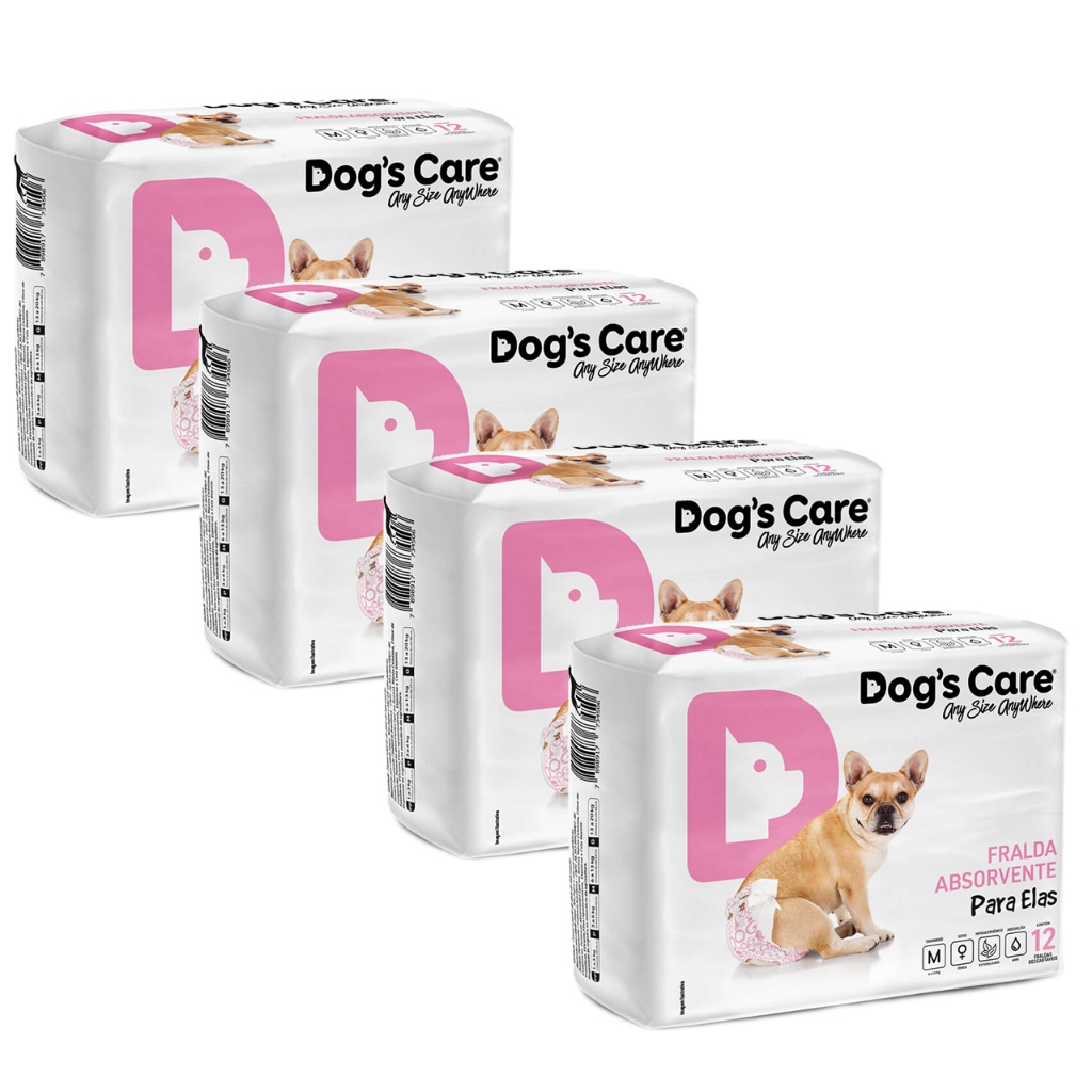 Fralda Absorvente Higiênica Descartável Dogs Care P/ Cães Cachorros Fêmeas C/ 48 Unidades Tam M/P em Oferta na Shopee