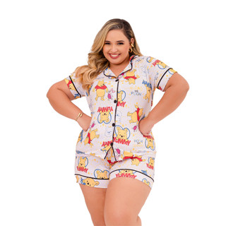 Pijama Americano Feminino Roupa de dormir Botões blogueira Plus Size Cirúrgico Amamentação Baby Doll