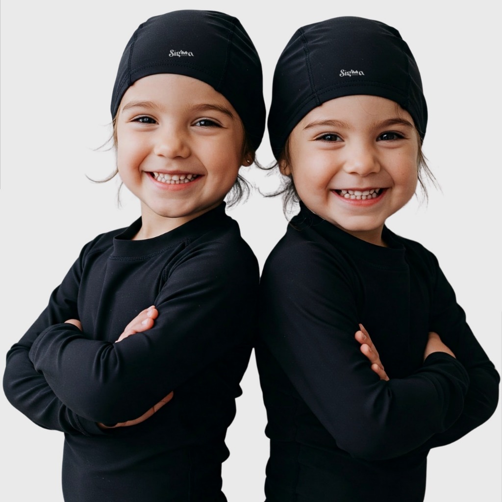 Kit 2 Touquinhas De Natação Moda Praia Piscina Infantil Unissex Proteção Orelha Cabelos Mergulho UV+