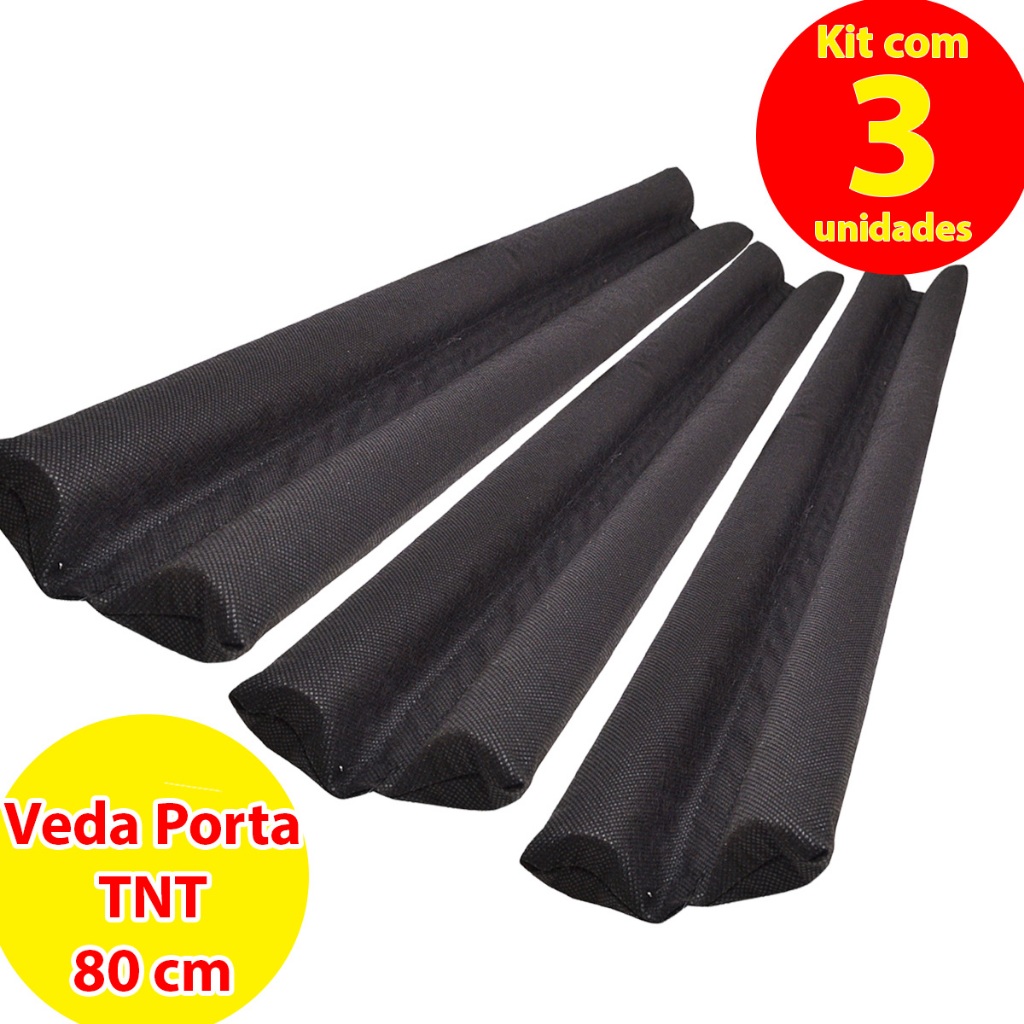 Kit com 3 Protetores  Veda Porta para Portas de 80cm Preto ou Marrom TNT