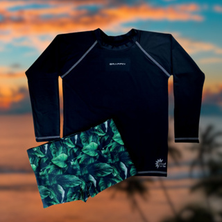 Conjunto Camiseta e Sunga Boxer Juvenil Folhagens Grappin em Oferta na Shopee