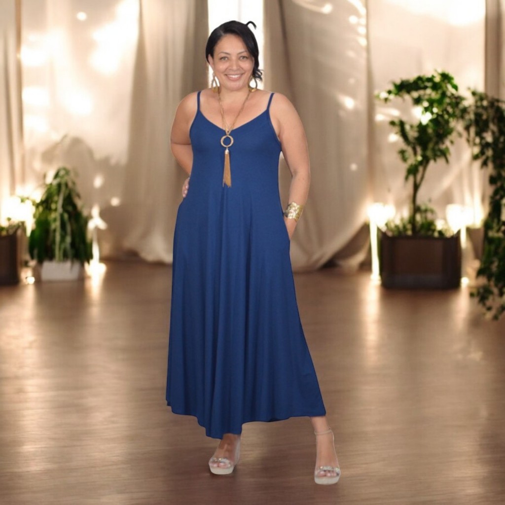 Vestido Plus Size Azul Marinho Moda Curve Evangelica Vestidos