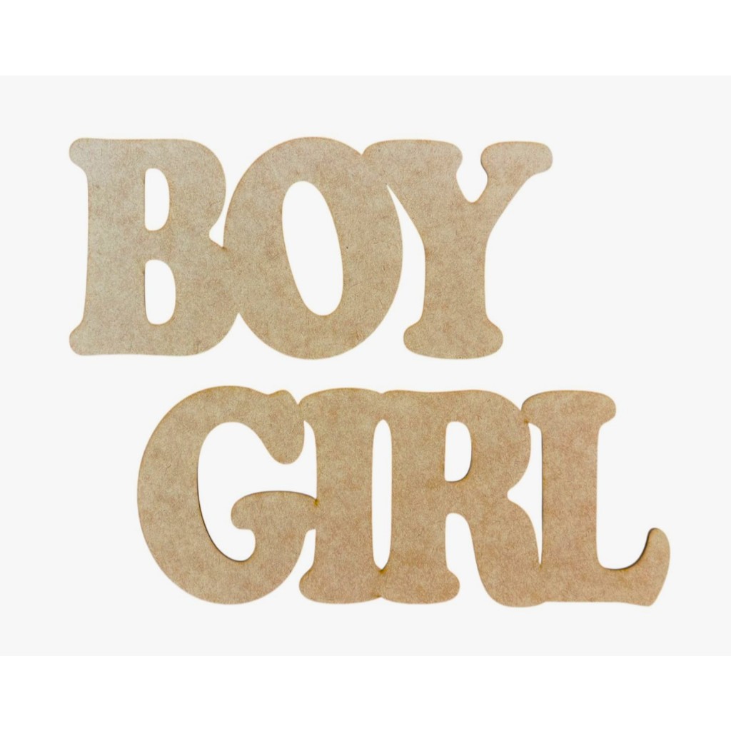 Letreiro Girl E Boy Em Mdf Crú Chá Revelação Painel Decoração Festa Decor