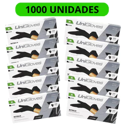 Kit 10 Luva Descartável Nitrílica Black Preta Sem Pó C/1000 Unigloves
