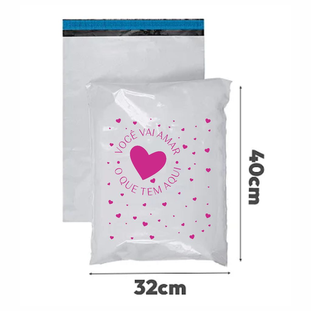 Envelope de segurança 32x40 (M) - 50 unid. - personalizado com frase (sem logo) - plástico com lacre em Oferta na Shopee