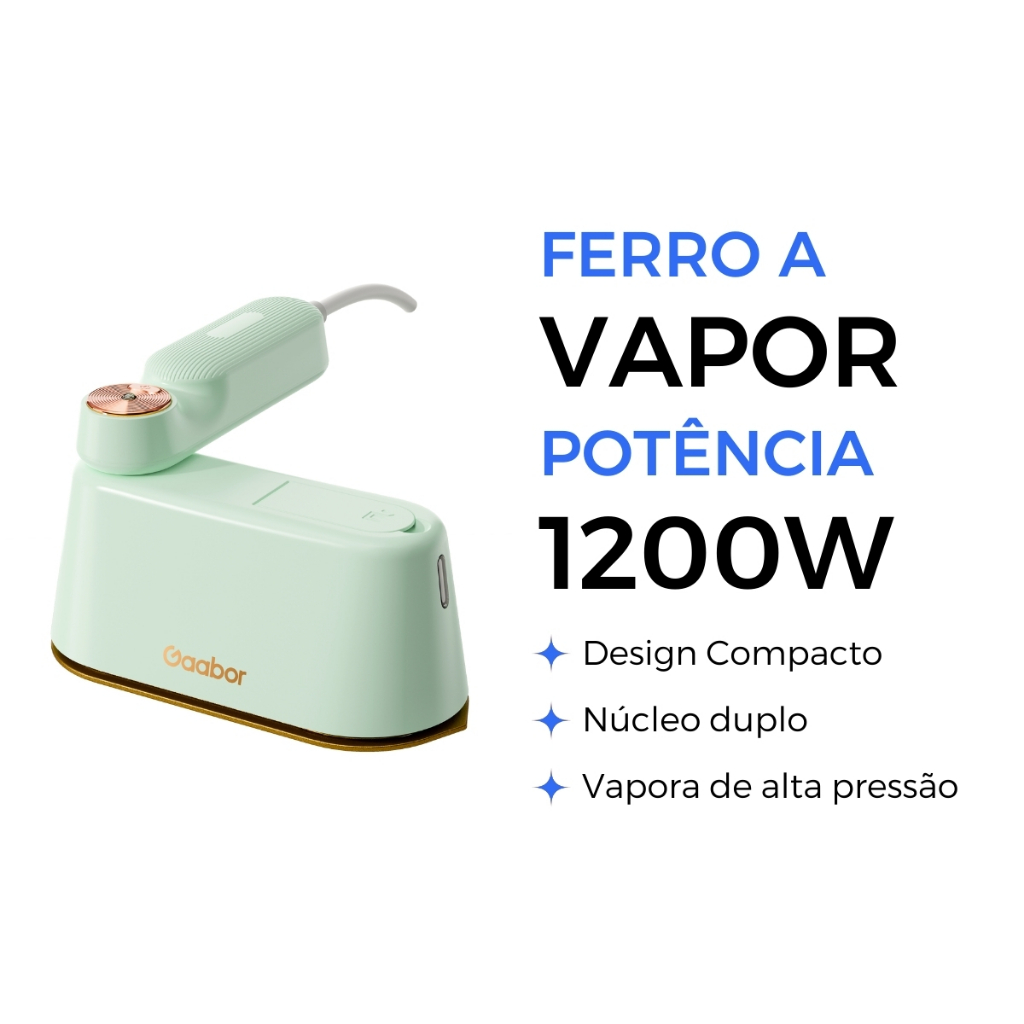 Ferro a Vapor Portátil Gaabor | Seco e Úmido | Base Cerâmica | Aquecimento Rápido 1500W - Home Appliances