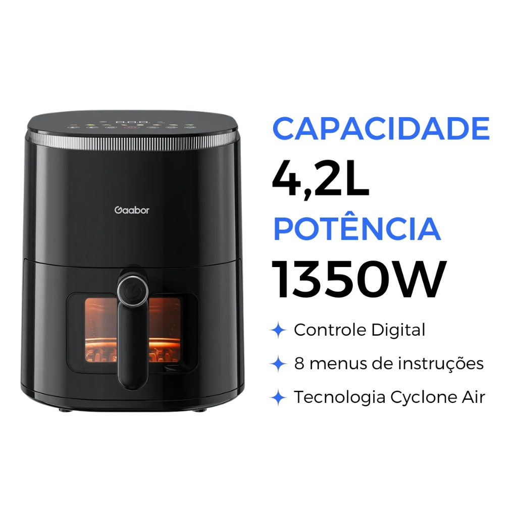 Imagem Air Fryer Fritadeira Sem Óleo Gaabor Duo Digital 4,2l Com Visor