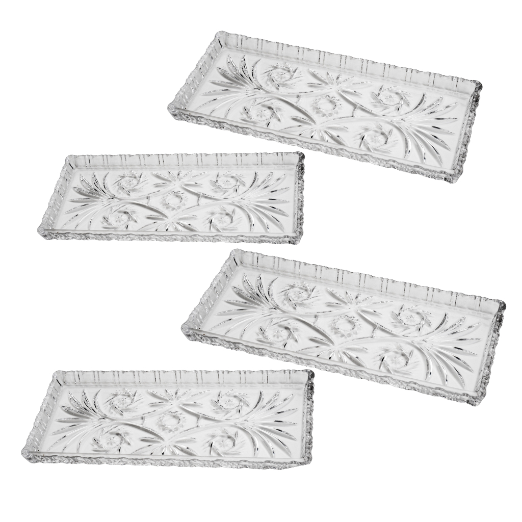 Travessa Vidro Servir Bolo Rocambole Torta Doces Festa Dragon 34x15x2,5cm Lyor
