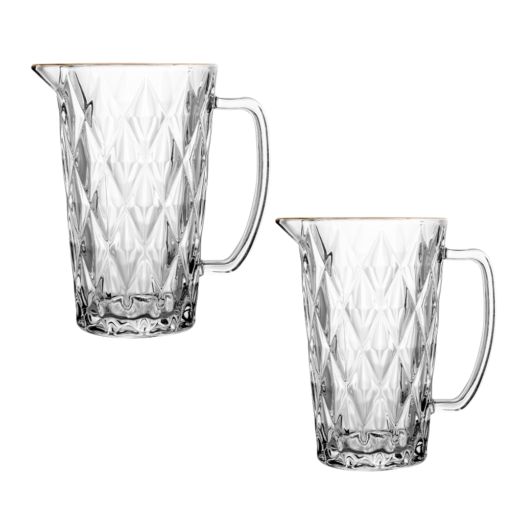 Jarra Diamond De Vidro Com Fio De Ouro Dourado 1,14L Lyor