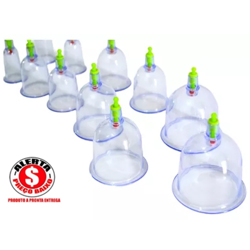 Kit 22 Copo Ventosa Variadas + Bomba e mangueira Ventosaterapia Massoterapia