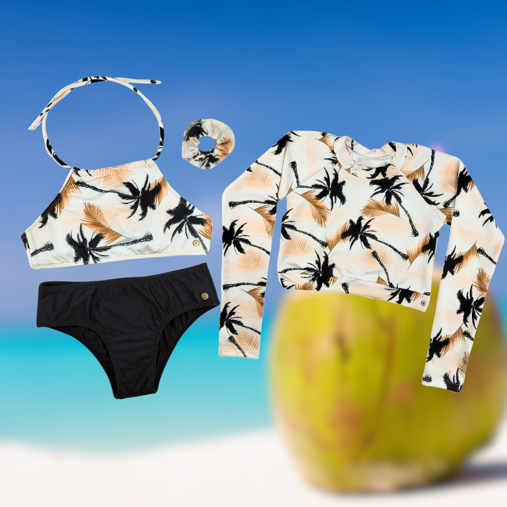 Trio Biquini e Cropped Manga Longa Proteção Juvenil Grappin em Oferta na Shopee