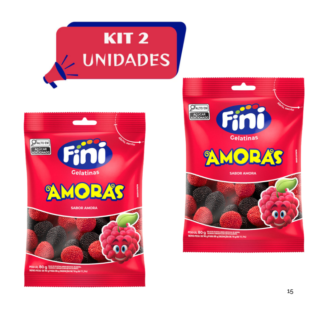 Kit 2 Bala Gelatina Amora Fini 80g - Food & Beverages