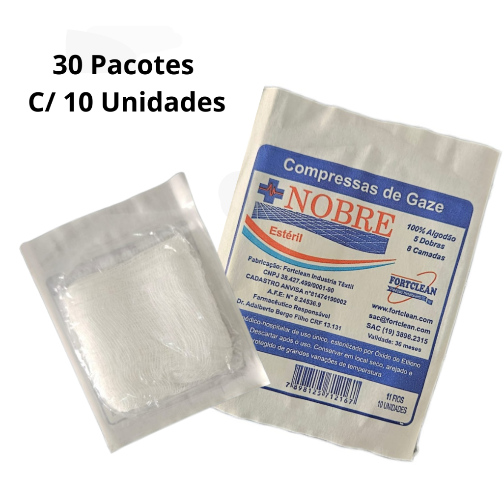 Compressa De Gaze ESTÉRIL 300 Unidades Hidrófila Fortclean em Oferta na Shopee