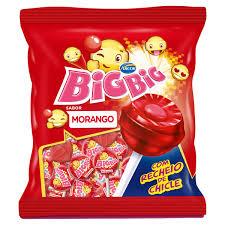 Pirulito Big Big com Recheio de Chiclete Arcor 500g | Sabor Morango | Doce com Chiclete para Festa, Brindes e Revenda