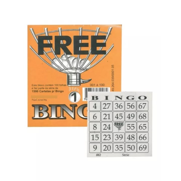 CARTELA PARA BINGO BLOCO C/100 FOLHAS 8cm x 10cm FREE em Oferta na Shopee
