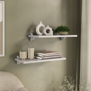 Kit 2 Prateleiras 40x20 Madeira Para Fotos Livros com Suporte Quarto Sala em Oferta na Shopee