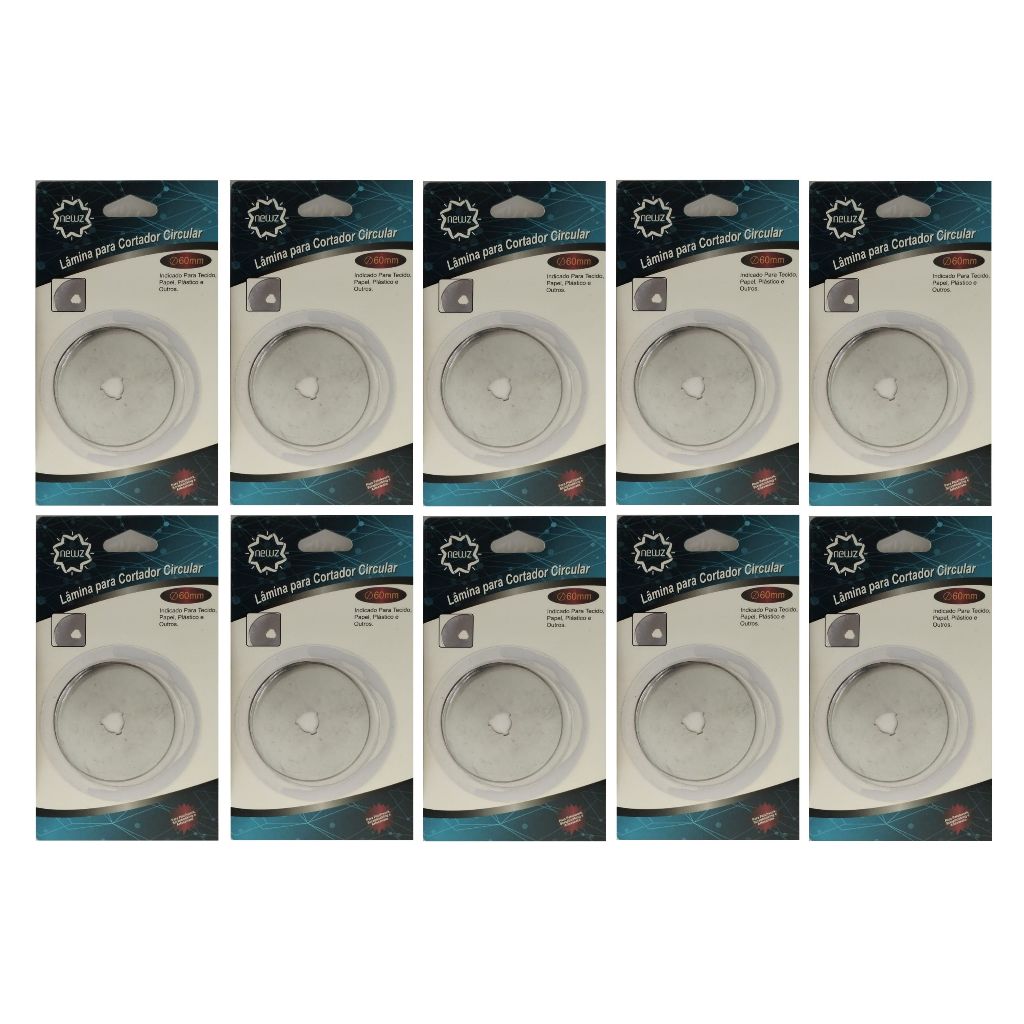 Kit Com 10 Lâminas Disco Para Cortador Circular 60mm Newz Alta Precisão e Durabilidade Tecido Papel