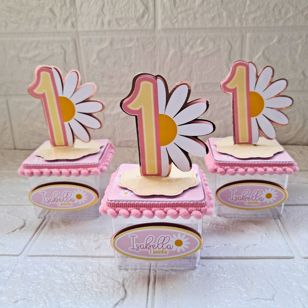 Lembrancinha margarida caixa 6x6 / kit festa margarida / Aniversário margarida / Personalizado Margarida