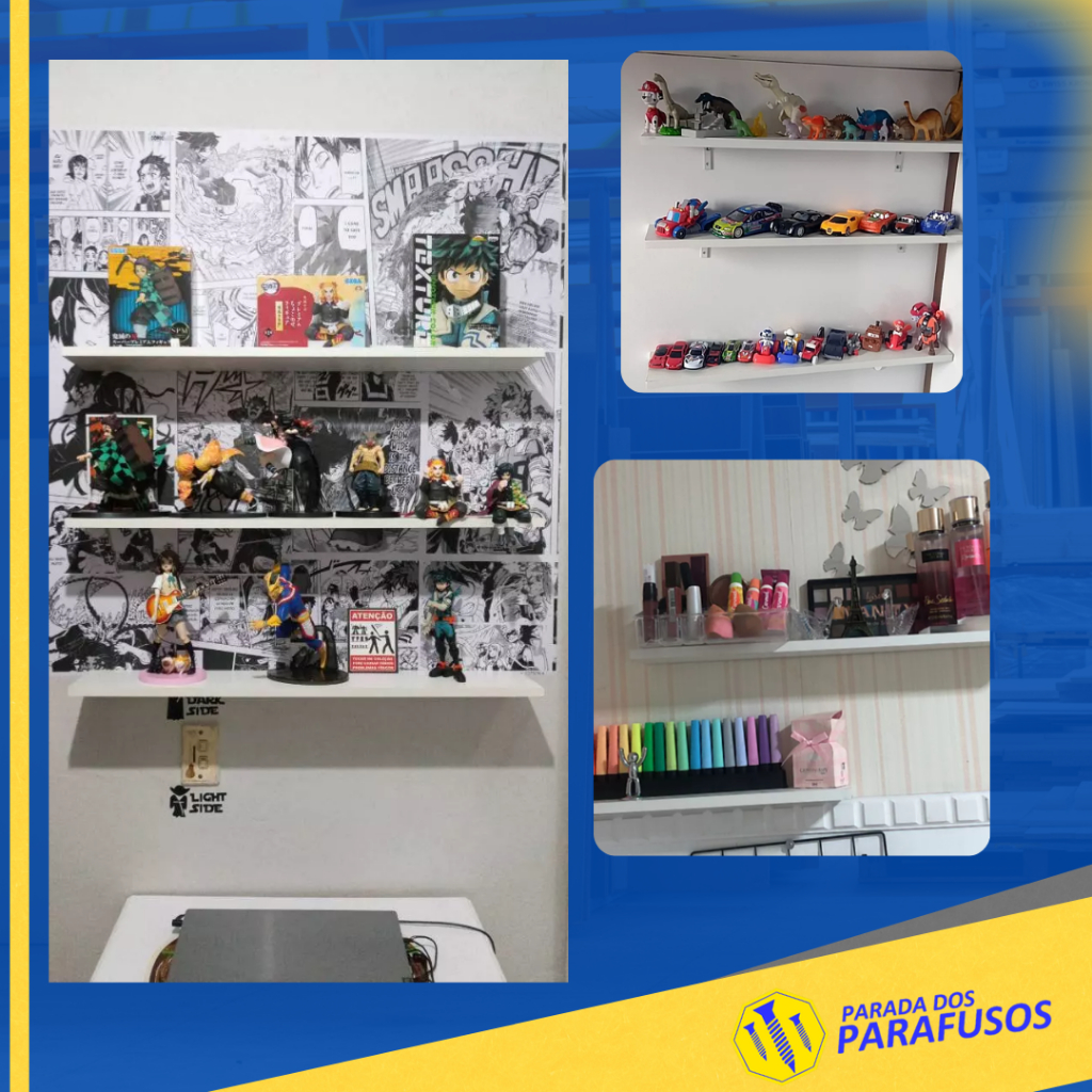 Prateleira Lisa Mdf 15mm Branco 60x10 C/Suporte Invisível Parede Organização Prateleira suspensa