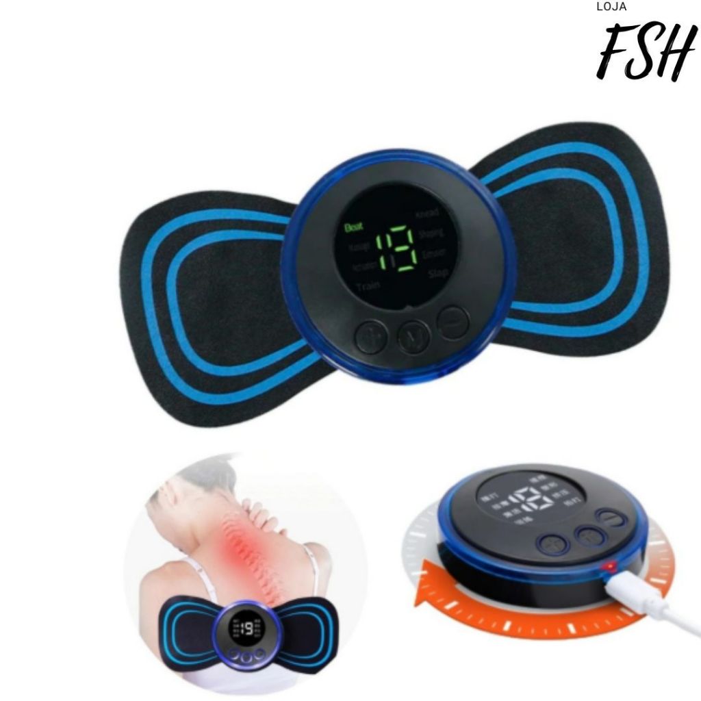 MINI Massageador Elétrico Portátil Cervical EMS Alivia Dores Corpo Pescoço