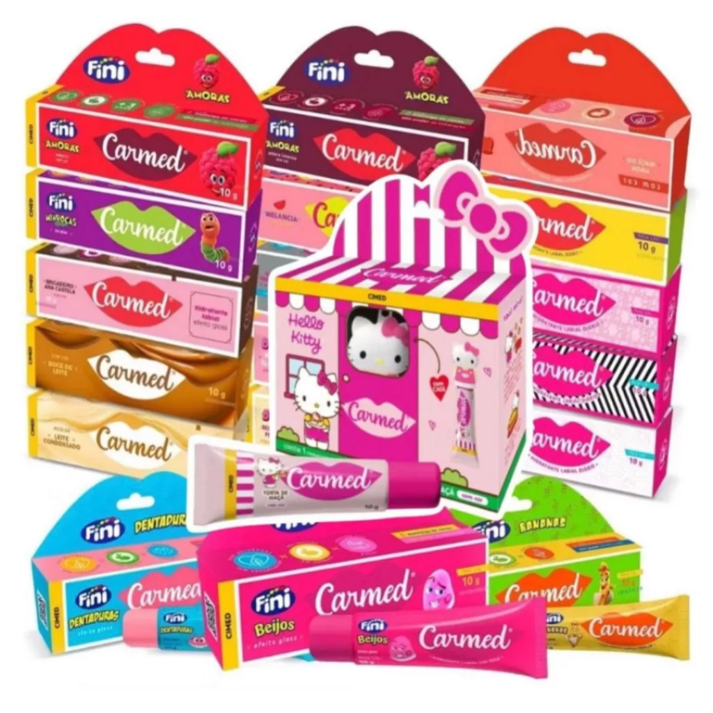 Carmed Hidratante Labial Açaí Bff Beijinho Minhocas Maça do Amor Fini Amoras Acido Hialuronico