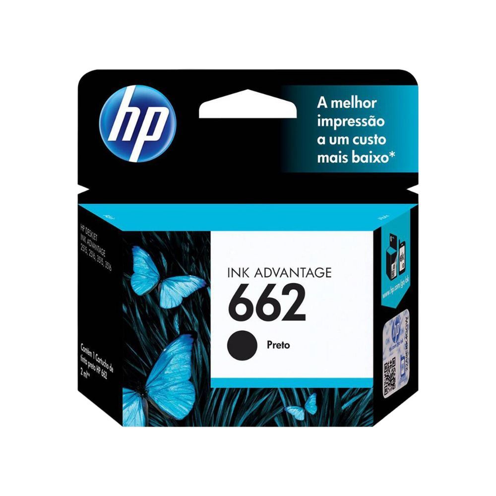 Cartucho de Tinta HP 662 Preto CZ103AB - Para impressoras 2516, 3516, 3546, 2546, 1516, 4646 e 2646 em Oferta na Shopee