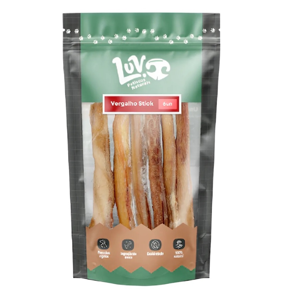Mordedor Natural Pet Vergalho Stick Bovino 6un Petisco - Luv Petiscos