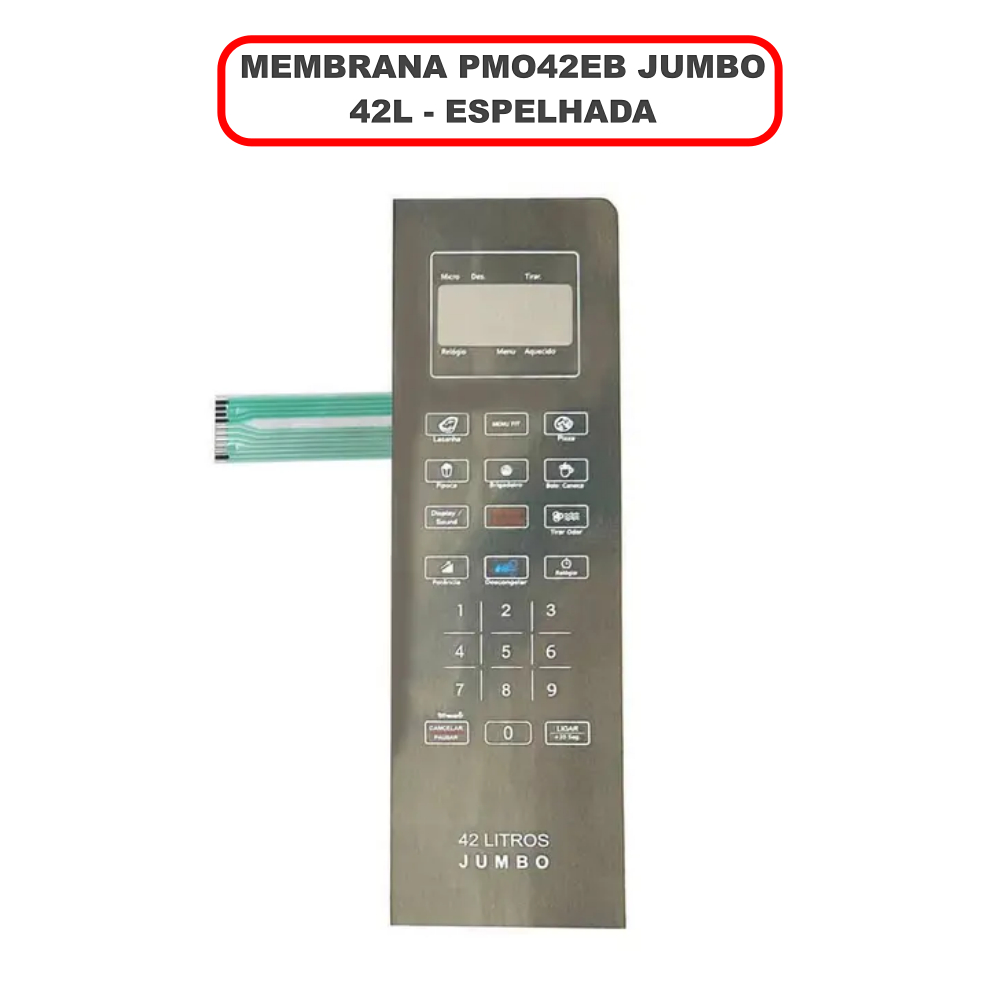 Teclado de Membrana Compatível com Micro-ondas Philco PMO42EB – Espelhada - Completa