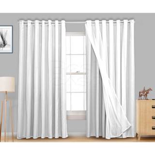 Cortina Branca Blackout com Voil para Sala - Tecido de 2,80mx2,30alt. com Forro Corta Luz