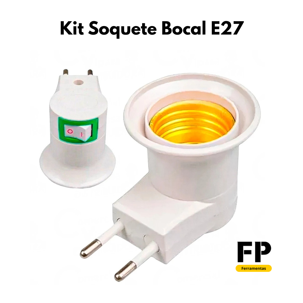 Kit Jogo Soquete E27 Bocal Lâmpada Tomada Chave Liga Desliga Tomada de Lampada