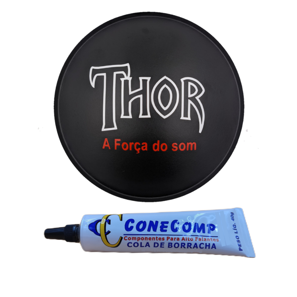 Protetor Calota Thor 168mm Papel Adesivado Para Alto Falante + Cola Borracha Preta 40g