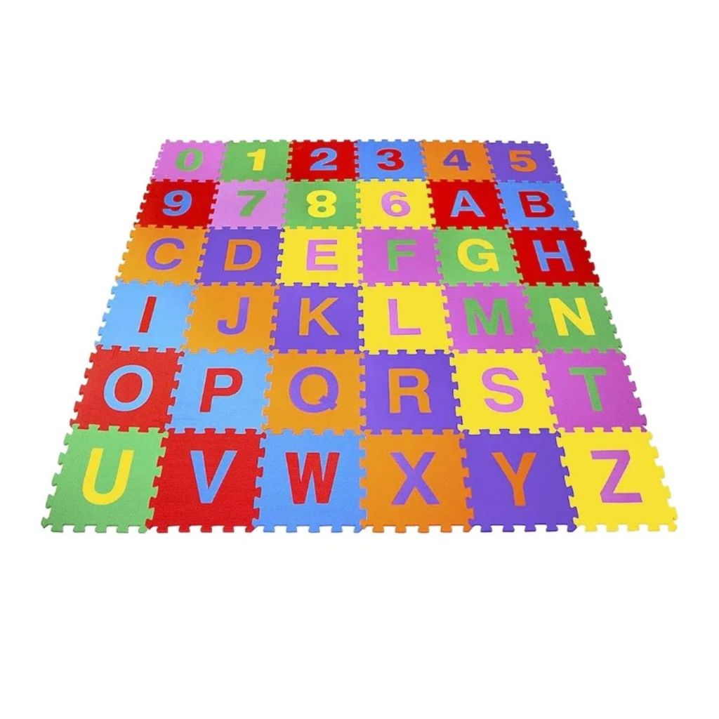 Tapete Bebê Infantil, Tatame, Educativo, Alfanumérico, EVA, 36 Peças, 5mm 22x22 cm Gv Brink