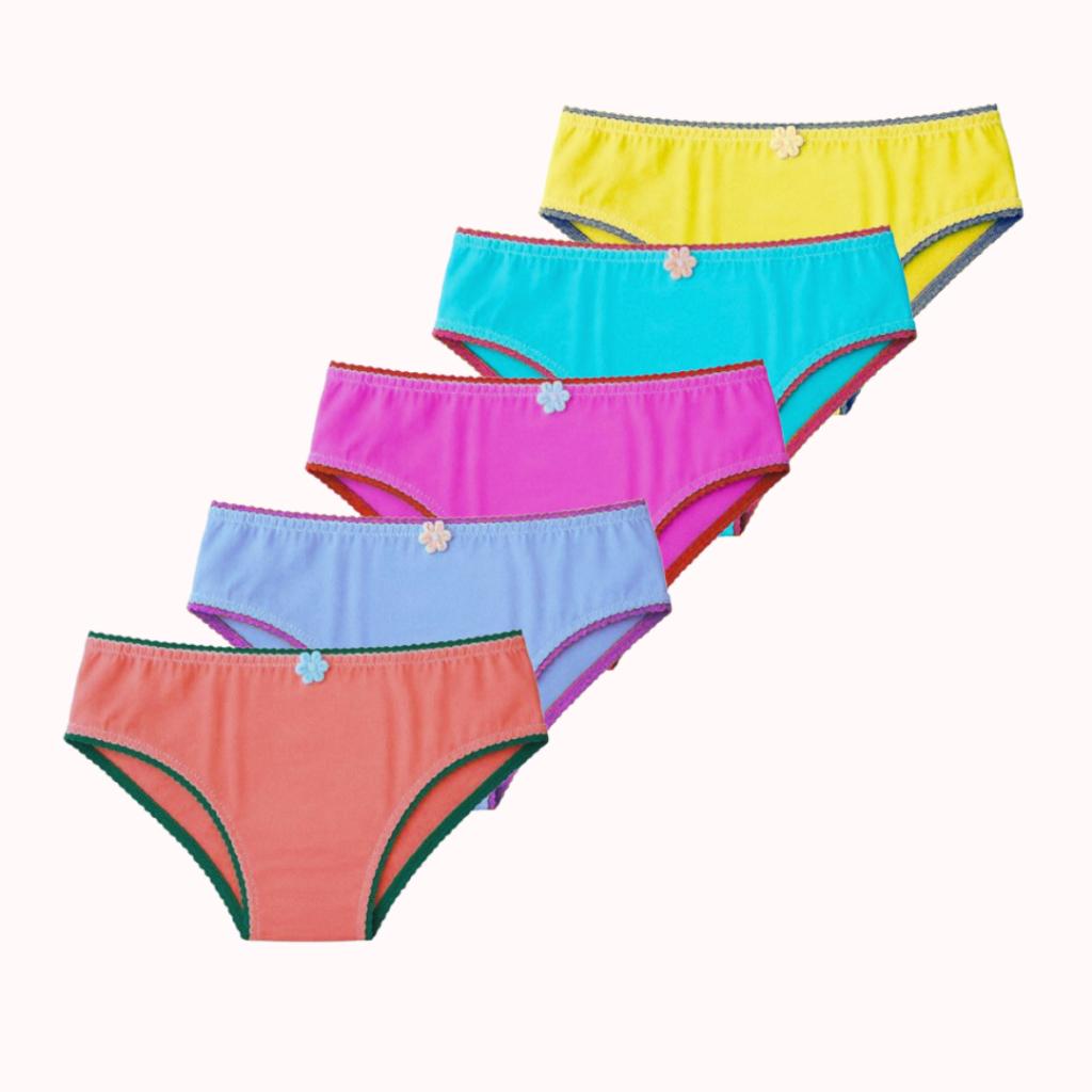 Kit 05 Calcinhas Infantil 100% Algodão Coloridas Cores Variadas Menina em Oferta na Shopee