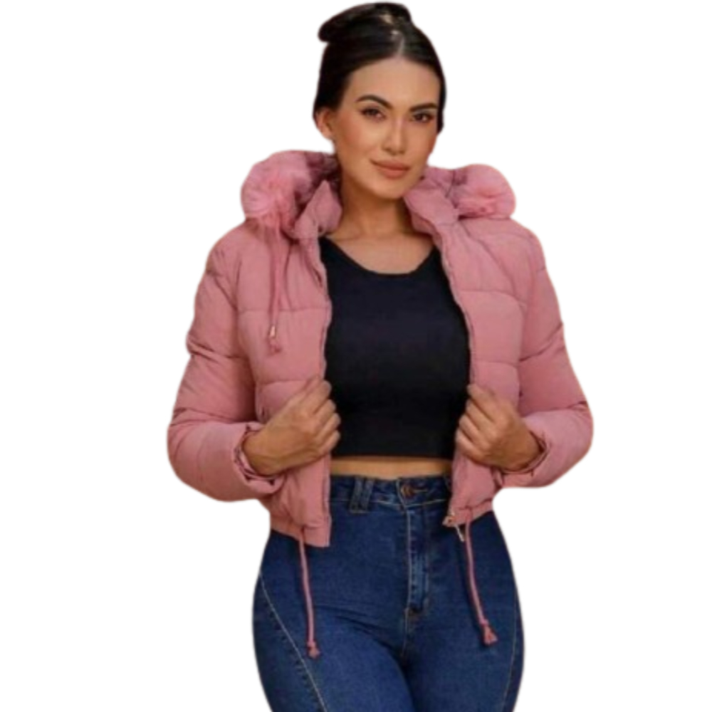 Jaqueta Feminina Puffer Casaco Bobojaco Bomber Cropped