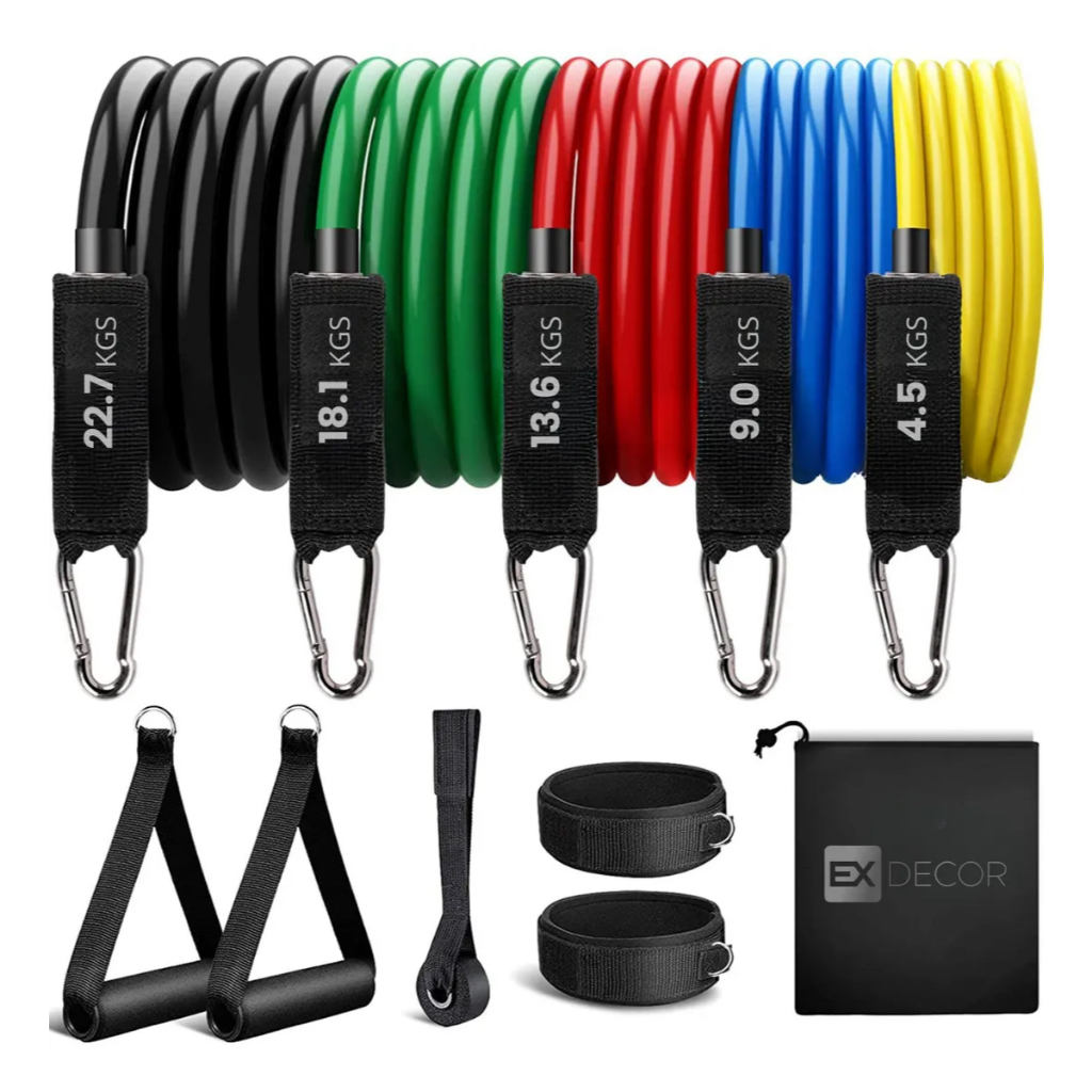 Kit Tubing Elástico 11 Itens Extensor Funcional Pilates Fisioterapia Academia Ginastica Musculação em Oferta na Shopee