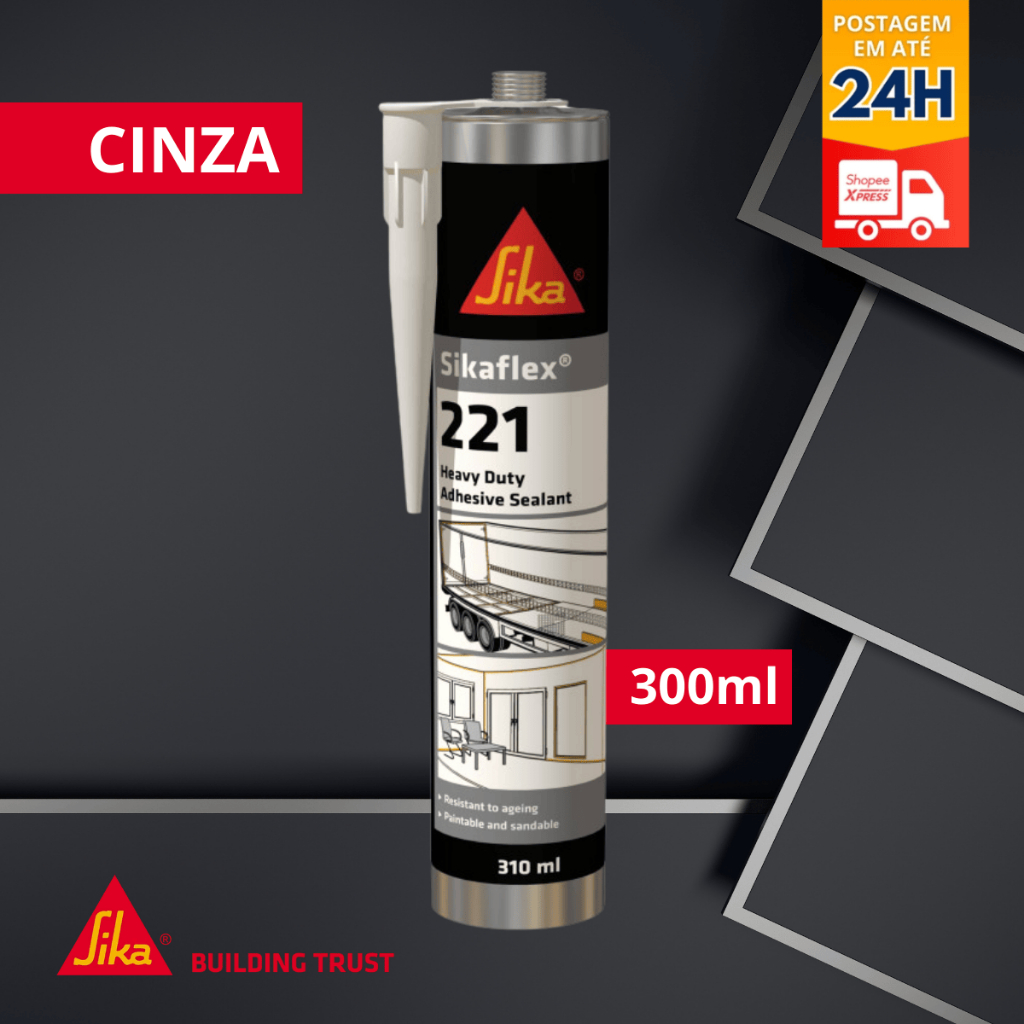 Adesivo e Selante Multiuso - Sikaflex®-221 Cartucho 300ml Cinza - SIKA em Oferta na Shopee