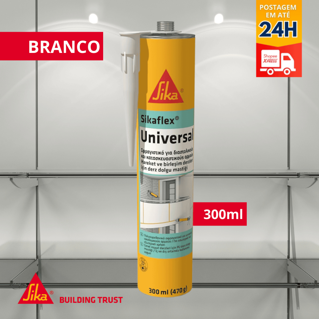 Sikaflex® Universal 300ml Branco– Selante Flexível para Juntas de Movimentação e Conexão - SIKA