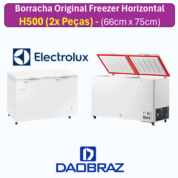 Borracha Modelo H500 compatível com Freezer Horizontal Eletrolux (2x Peças) - (66cm x 75cm)