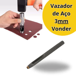 Vazador Manual de Couro e Borracha – Aço Reforçado 3mm Vonder - Cilindro