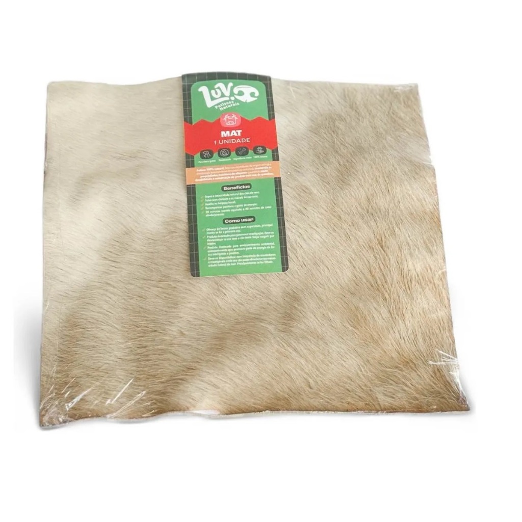 Tapete de Pele Bovina Mordedor Natural Desidratado Para Cães  Luv Mat - LUV Petiscos