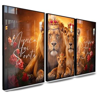 Quadro Decorativo Leão Leoa Família Reino Da Fé Herança e Coragem Força e Propósito em Oferta na Shopee