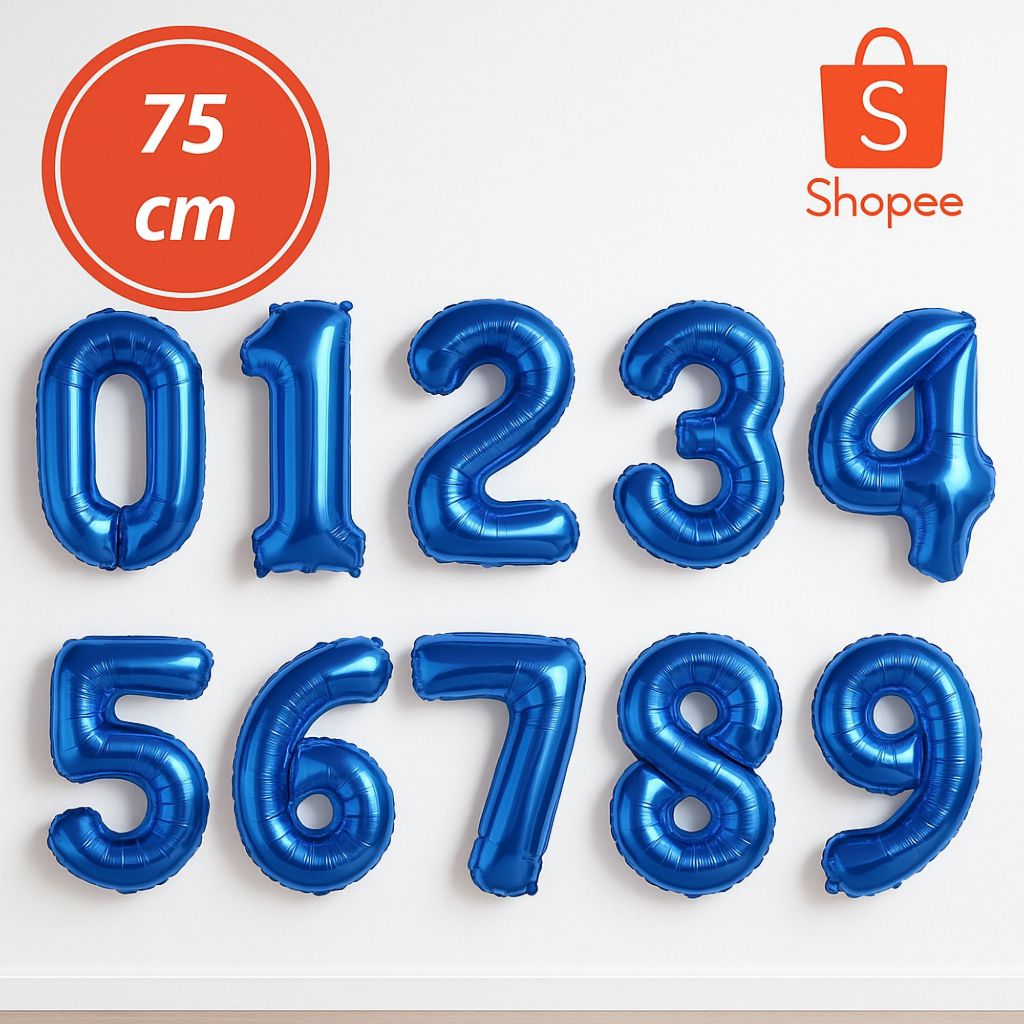 Balão Metalizado Número Azul 75cm - Balão de Aniversário 1 Unidade em Oferta na Shopee