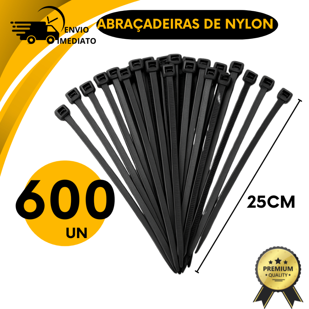 Abraçadeira de Nylon Preta Kit Enforca Gato Várias Tamanhos Riq Utilidades