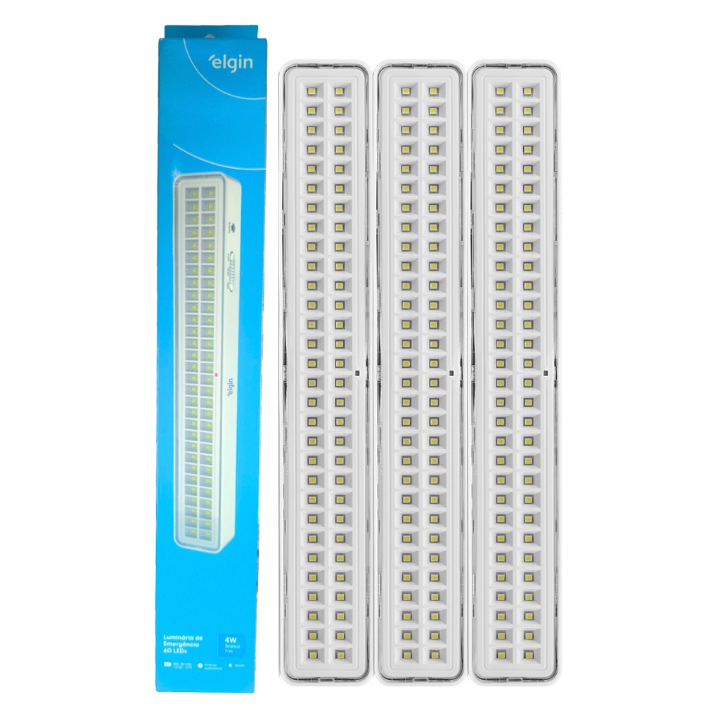 Lâmpada Luminária de Emergência Elgin 60 Leds 4w Recarregável Bivolt 6500k