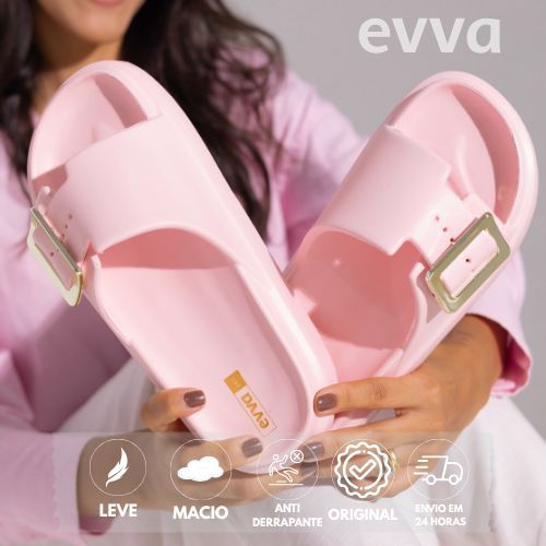 Sandália Chinelo Feminino 100% EVA: Leve, Macio e Confortável com Enfeite Metalizado