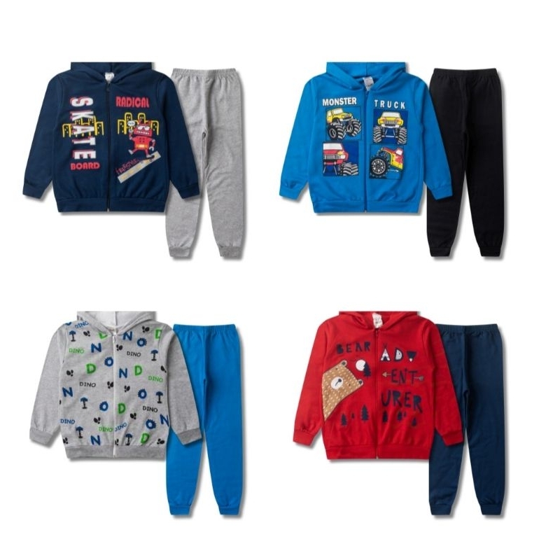 Kit 2 Peças de Inverno Infantil Menino 1 casaco e 1 calça de Moletom