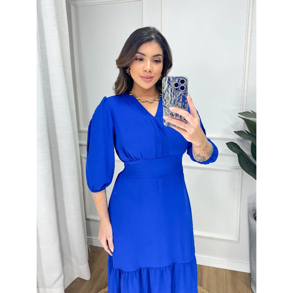 Vestido Evangélico Feminino Manga 3/4 Longo na Black Friday 2025 | BuscaProdutos