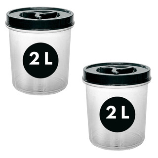 Kit 2 Pote Mantimento 2 Litros Tampa de Rosca Pote Transparente BPA FREE Café Cereais Artesanato