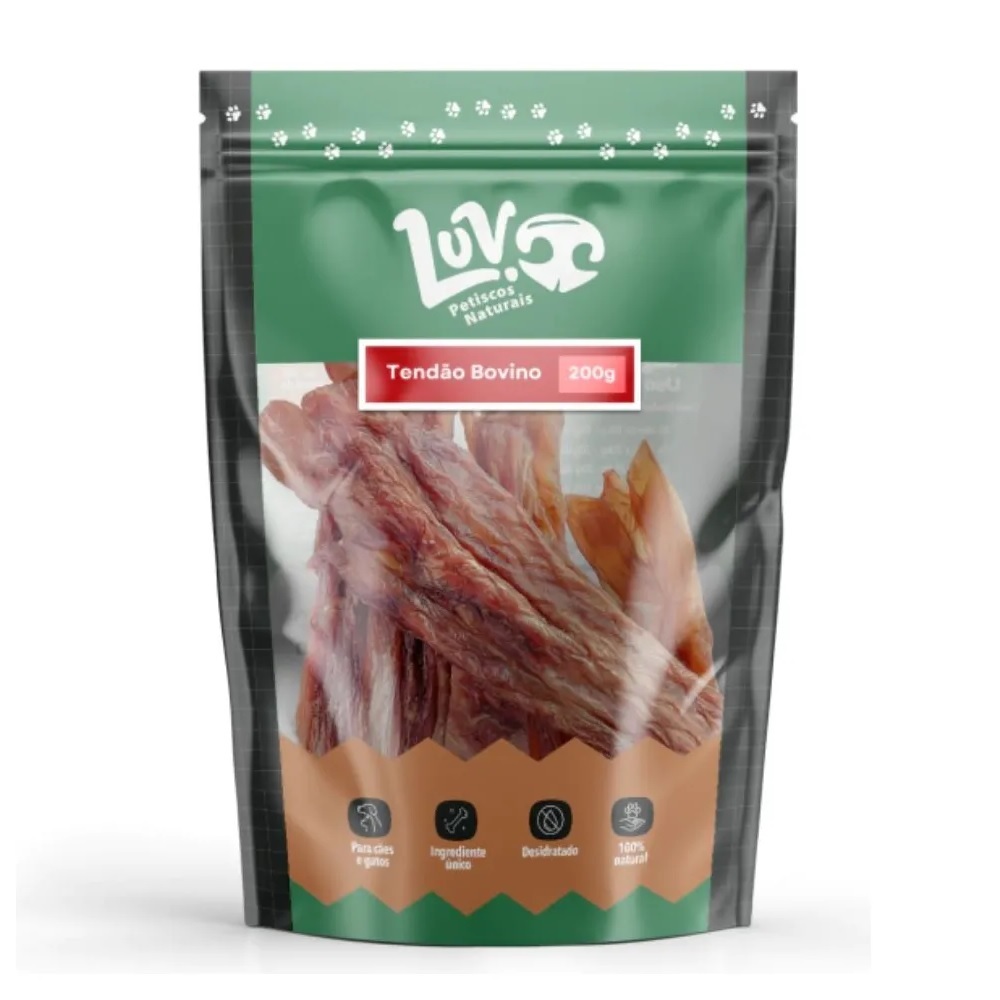 Petisco Pet Desidratado Para Cães Tendão Bovino 200g LUV Petiscos