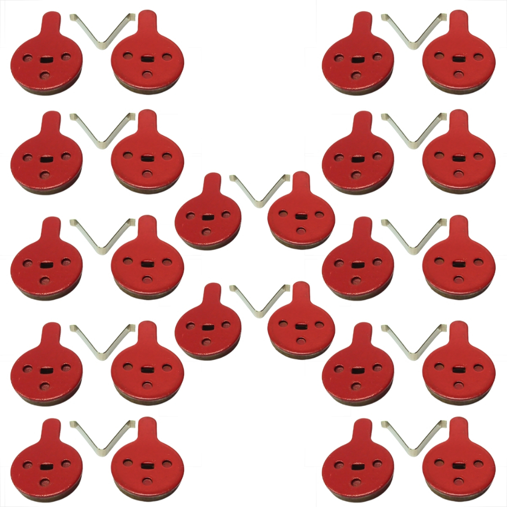 Kit 12 Pares Pastilhas Freio Disco com Mola Bicicleta MTB Aro 26 29 Redonda Furada